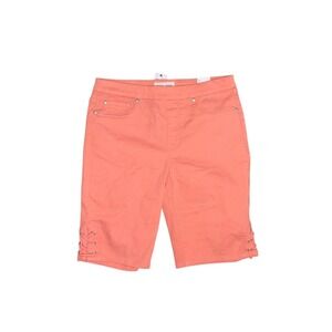 Tribal Jeans Audrey Mid-Rise Bermuda Shorts Peach Tulip Lace Up Women's 6 NWT
